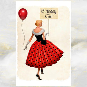 Retro Birthday Card, 1950's Style Birthday Card, 1950's Style Card, Retro 1950's, 1950's Style, Vintage Style Birthday Card.