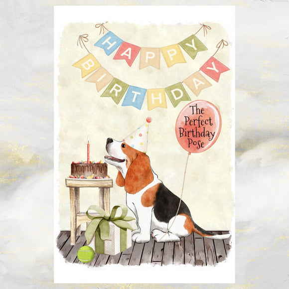 Beagle Dog Birthday Card, Cute Beagle Dog Greetings Card