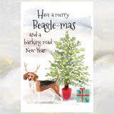 Beagle Dog Christmas Card, Funny Dog Christmas Card, Beagle Dog Greetings Card.