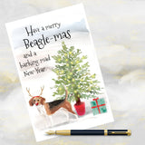 Beagle Dog Christmas Card, Funny Dog Christmas Card, Beagle Dog Greetings Card.