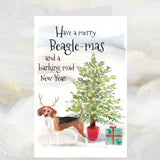 Beagle Dog Christmas Card, Funny Dog Christmas Card, Beagle Dog Greetings Card.