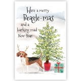 Beagle Dog Christmas Card, Funny Dog Christmas Card, Beagle Dog Greetings Card.