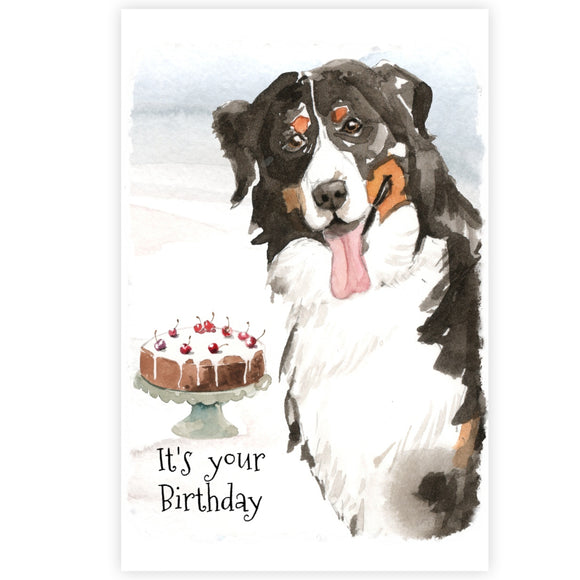 Bernese Mountain Dog Greetings Card, Funny Bernese Mountain Dog Card, Bernese Mountain Dog Birthday Card