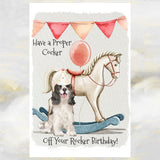 Cocker Spaniel Dog Birthday Card, Funny Black/White Cocker Spaniel Greetings Card