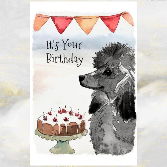 Black Poodle Dog Birthday Card