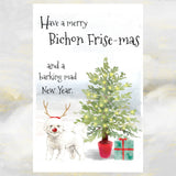 Bichon Frise Christmas Card, Funny Dog Christmas Card, Bichon Frise Dog Greetings Card.