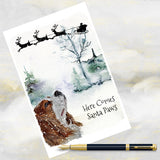 Cavalier King Charles Spaniel Dog Christmas Card, Spaniel Dog Christmas Art Card