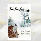 Cavalier King Charles Spaniel Dog Christmas Card, Spaniel Dog Christmas Art Card