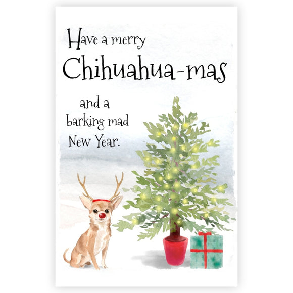 Chihuahua Dog Christmas Card, Funny Dog Christmas Card, Chihuahua Dog Greetings Card.