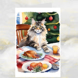 Maine Coon Cat Christmas Card