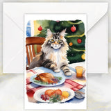 Maine Coon Cat Christmas Card