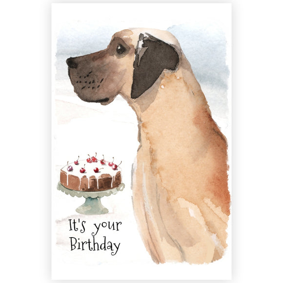 Great Dane Dog Greetings Card, Great Dane Dog Birthday Card, Funny Great Dane Card