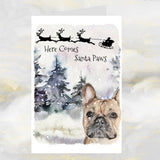 French Bulldog Christmas Card, Funny Frenchie Dog Christmas Art Card