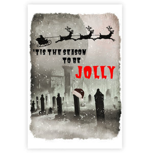 Gothic Graveyard Christmas Greetings Card, Goth Art Christmas Card.