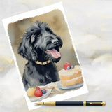 Black Labradoodle Dog Art Greetings Card