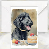 Black Labradoodle Dog Art Greetings Card