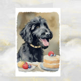 Black Labradoodle Dog Art Greetings Card