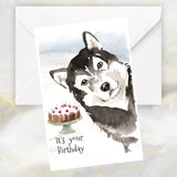 Alaskan Malamute Dog Birthday Card, Malamute Greetings Card, Malamute Dog Card.