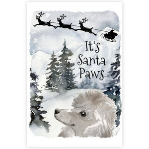 White Poodle Christmas Card