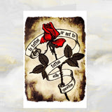 Gothic Roses Greetings Card, Gothic Horror, Goth Tattoo, Tattoo, Tattoo Card, Roses Tattoo Style Greetings Card.