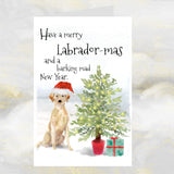 Yellow Labrador Dog Christmas Card, Dog Christmas Cards, Yellow Lab Dog Greetings Card, Funny Dog Greetings Card, Yellow Labrador Dog.