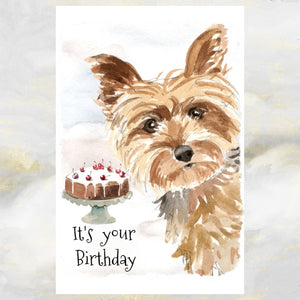 Yorkshire Terrier Dog Birthday Card, Yorkie Birthday Card, It's Your Birthday Yorkshire Terrier Greetings Card