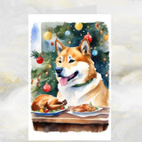 akita dog christmas card