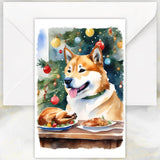 akita dog christmas card