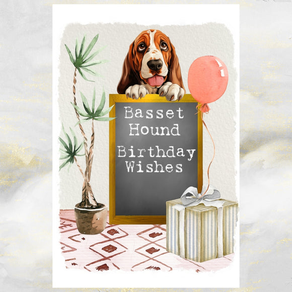 Basset Hound Dog Birthday Greetings Card