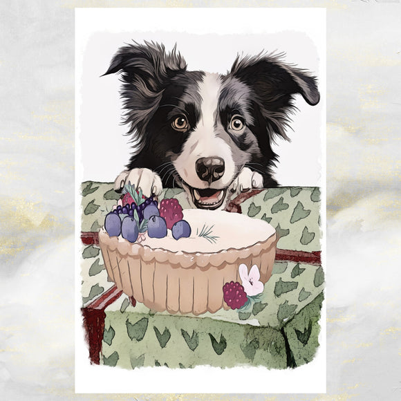 Cute Border Collie Dog Birthday Greetings Card