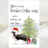 Border Collie Dog Christmas Card, Funny Dog Greetings Card, Dog Christmas Cards.