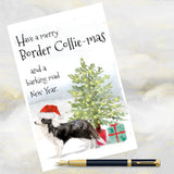 Border Collie Dog Christmas Card, Funny Dog Greetings Card, Dog Christmas Cards.