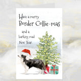 Border Collie Dog Christmas Card, Funny Dog Greetings Card, Dog Christmas Cards.