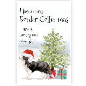 Border Collie Dog Christmas Card, Funny Dog Greetings Card, Dog Christmas Cards.