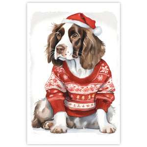 Brown and White Cocker Spaniel Dog Christmas Card