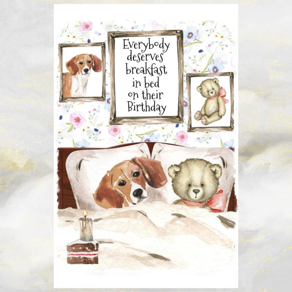 Beagle Dog Greetings Card, Funny Beagle Dog Birthday Card, Beagle Dog Art Card.