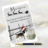 Beagle Dog Christmas Card, Funny Beagle Dog Christmas Scene Xmas Card.