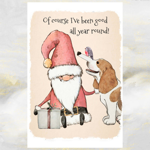 Beagle Dog Christmas Card, Funny Beagle Christmas Greetings Card.