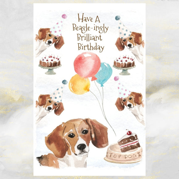Beagle Dog Birthday Card, Funny Beagle Dog Birthday Card, Beagle Dog Greetings Card.