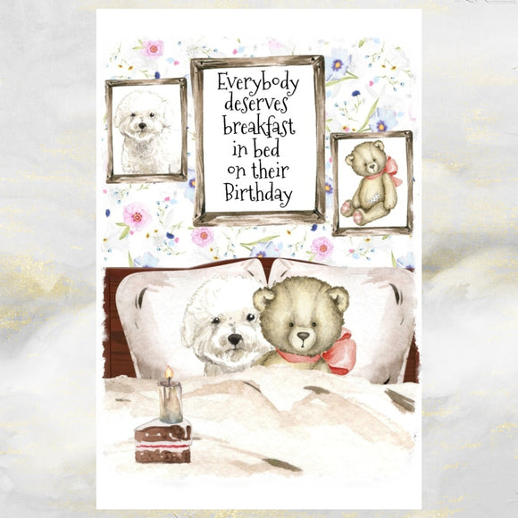 Bichon Frise Dog Greetings Card, Funny Bichon Frise Birthday Card, Bichon Frise.