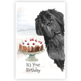 Black Newfoundland Dog Birthday Card, Black Newfie Dog Greetings Card