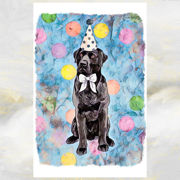 Black Labrador Dog Birthday Greetings Card