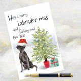 Black Labrador Dog Christmas Card, Funny Dog Christmas Card, Black Lab Dog Greetings Card.