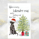 Black Labrador Dog Christmas Card, Funny Dog Christmas Card, Black Lab Dog Greetings Card.