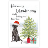 Black Labrador Dog Christmas Card, Funny Dog Christmas Card, Black Lab Dog Greetings Card.