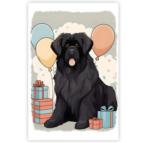 Black Newfoundland Dog Birthday Card