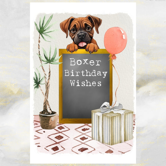 Boxer Dog Birthday Greetings Card