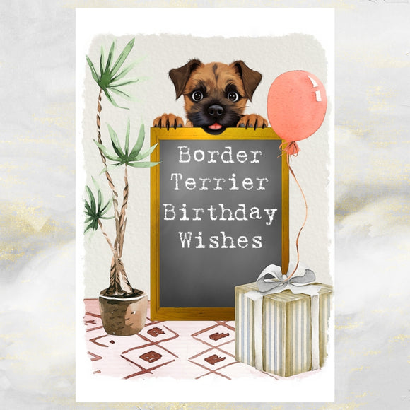 Border Terrier Dog Birthday Greetings Card