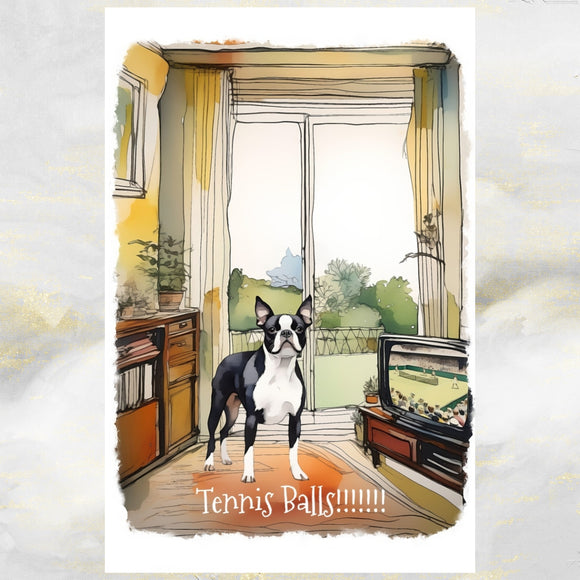 Funny Boston Terrier Dog Greetings Card