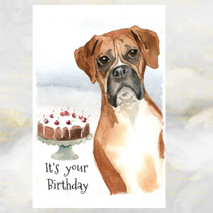 Boxer Dog Birthday Card, Boxer Dog Greetings Card, Boxer Dog Card